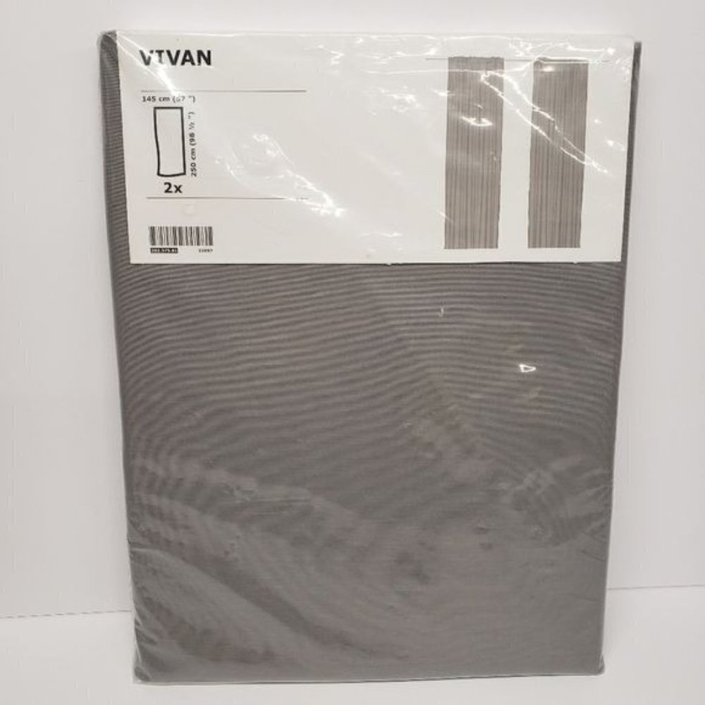 Ikea Vivan 57x98.5 Gray 2 Panels Grey Curtains